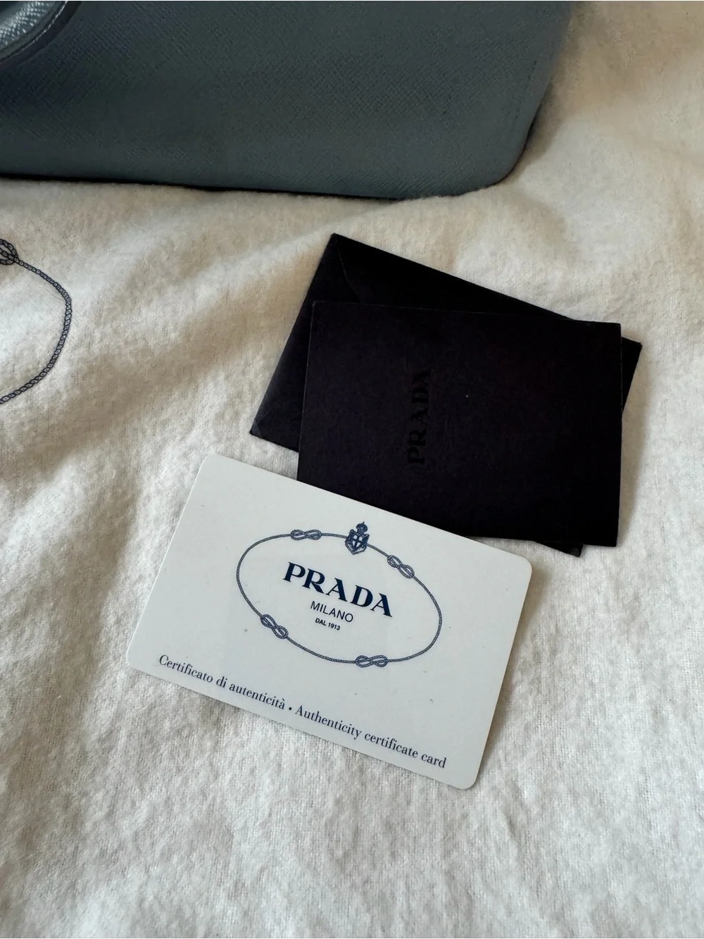 Prada Light Blue Saffiano Leather Satchel with Gold Hardware